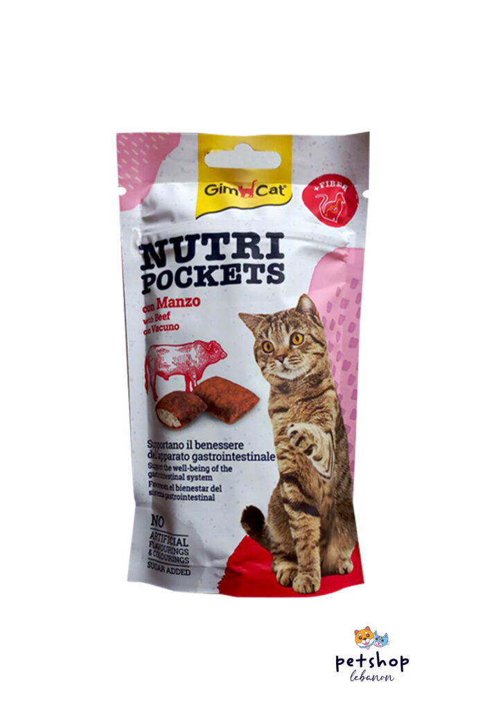 Gim Cat - Nutri Pockets with Beef - from PetShopLebanon.Com the best online pet shop in Lebanon