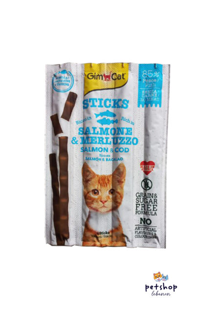 GimCat - Sticks Salmon and Cod 4pcs 20g - from PetShopLebanon.Com the best online pet shop in Lebanon