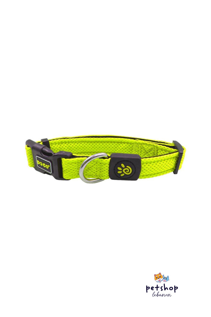 Doco - Puffy Mesh Dog Collar Lime-dogs-from-PetShopLebanon.Com-the-best-Online-Pet-Shop-in-Lebanon