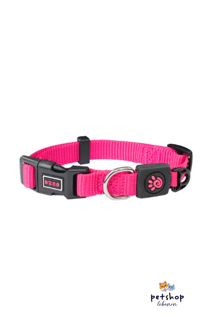 Doco - Signature Nylon Dog Collar - Pink -dogs-from-PetShopLebanon.Com-the-best-Online-Pet-Shop-in-Lebanon