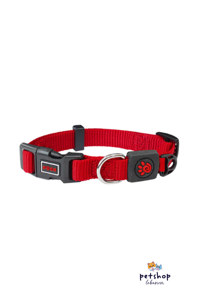 Doco - Signature Nylon Dog Collar - Red -dogs-from-PetShopLebanon.Com-the-best-Online-Pet-Shop-in-Lebanon