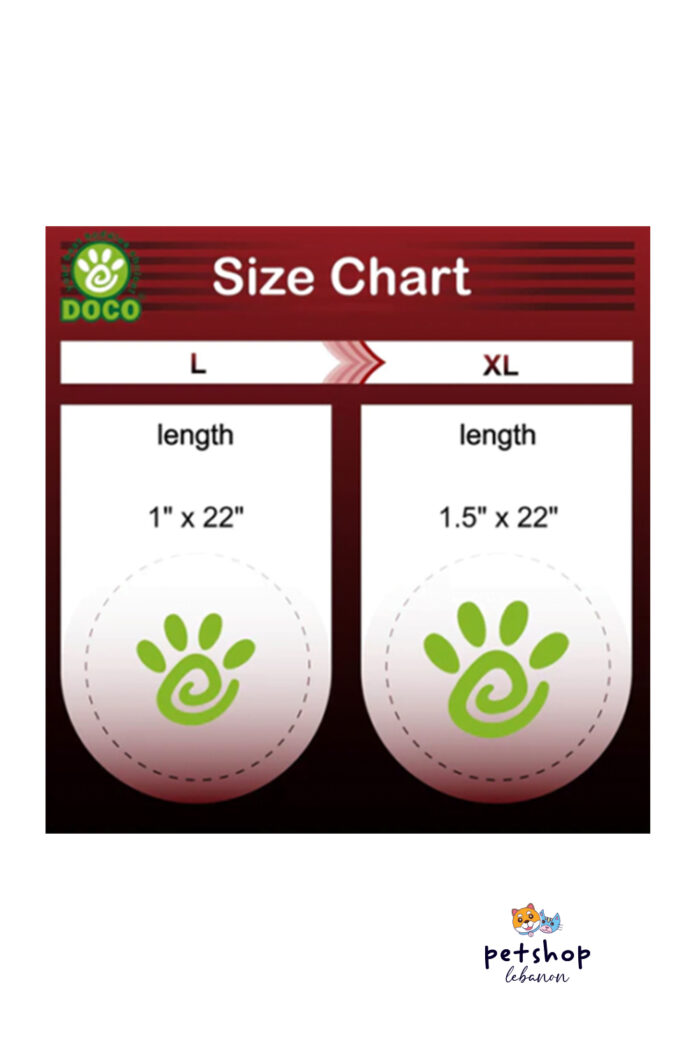 Doco - 22'' Shock Absorbing BUNGEE Nylon Dog Leash info Card 3 - sizes -dogs-from-PetShopLebanon.Com-the-best-Online-Pet-Shop-in-Lebanon