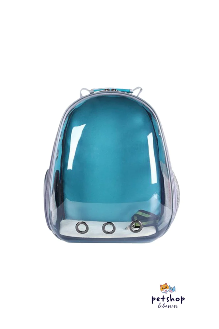 Blue cat backpack carrier- transparent wide front from PetShopLebanon.com the best pet shop in Lebanon