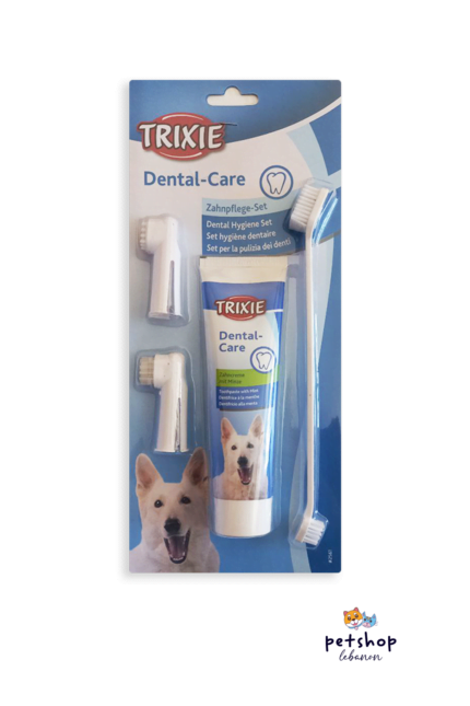 Trixie Dental Hygiene Set - dog Dental Care - dog Oral Care - dog teeth - dog toothpaste - dog finger toothbrush - dog finger massage brush - from PetShopLebanom.com - the best pet shop in Lebanon