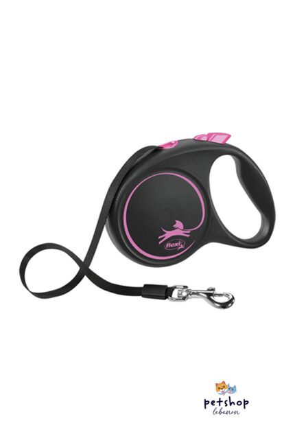 Trixie-Flexi-black-tape-leash-pink-L-5m-the-best-for-dogs-in-Lebanon-From-PetShopLebanon.Com-the-best-online-pet-shop-in-Lebanon