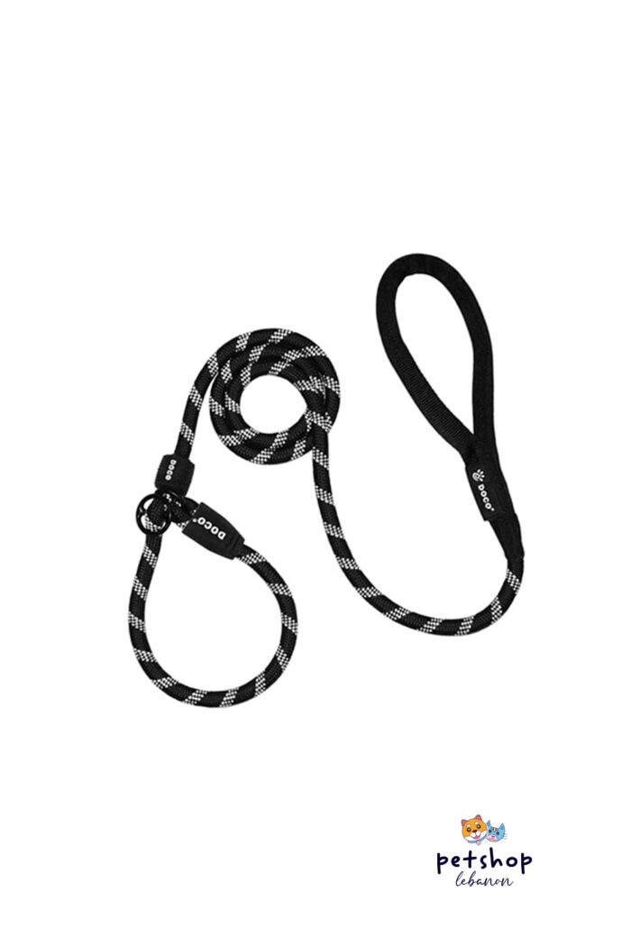 Doco - Reflective Rope Leash w Soft handle Black -dogs-from-PetShopLebanon.Com-the-best-Online-Pet-Shop-in-Lebanon