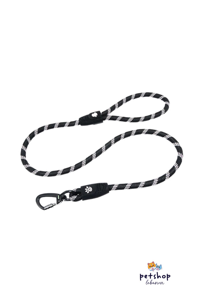 Doco - Reflective Rope Leash w Soft handle Black -dogs-from-PetShopLebanon.Com-the-best-Online-Pet-Shop-in-Lebanon