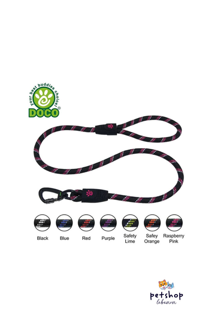 Doco - Reflective Rope Leash w Soft handle -info card -dogs-from-PetShopLebanon.Com-the-best-Online-Pet-Shop-in-Lebanon