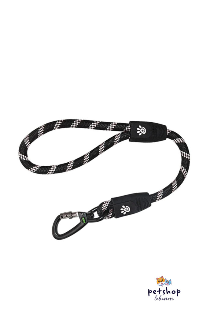 Doco - reflective Traffic Dog leash 20 inch - Black size L - Black -dogs-from-PetShopLebanon.Com-the-best-Online-Pet-Shop-in-Lebanon