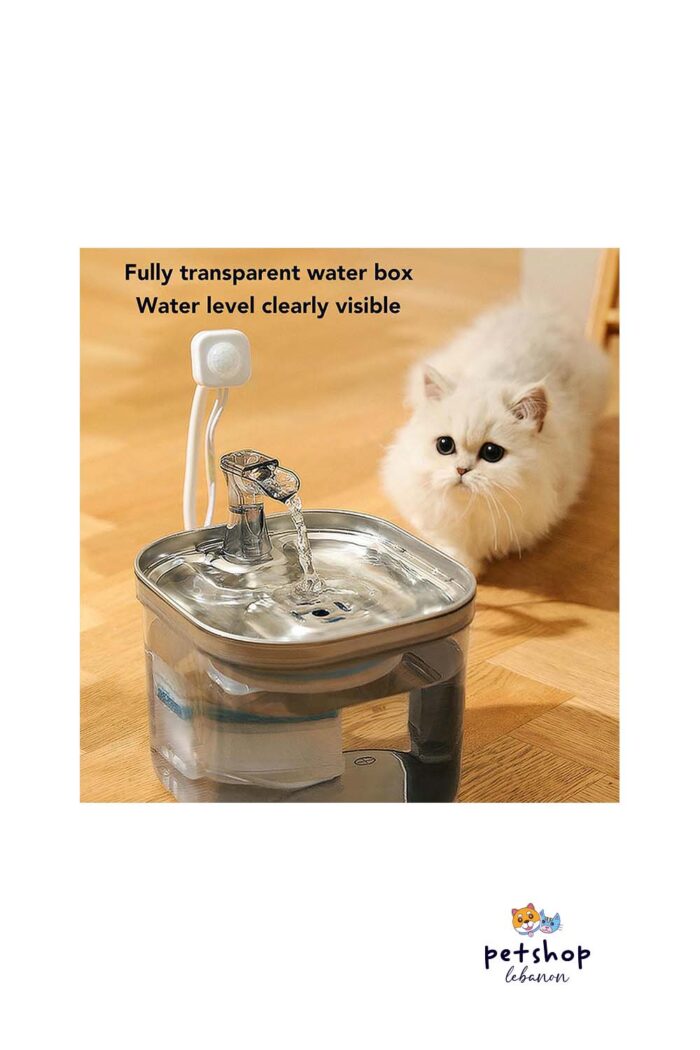 PetSociety -Pet Water Fountain squared Stainless Steel C2 -pets-from-PetShopLebanon.Com-the-best-Online-Pet-Shop-in-Lebanon