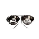 PetSociety - Pets 2 Stainless steel Bowels on Wire stand -pets-from-PetShopLebanon.Com-the-best-Online-Pet-Shop-in-Lebanon