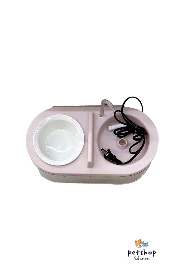 PetSociety -Water Fountain With Stainless Steel Food Bowel -pets-from-PetShopLebanon.Com-the-best-Online-Pet-Shop-in-Lebanon