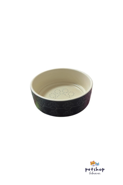 Ceramic Pet Bowl Blue Small Size Paw print