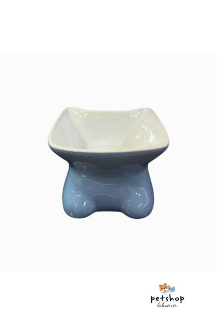 Ceramic Pet Bowl Baby Blue Cat Face