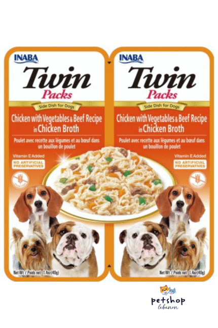 Inaba Twin Packs For Dogs Chicken With Vegetables & Beef Recipe in Chicken Broth